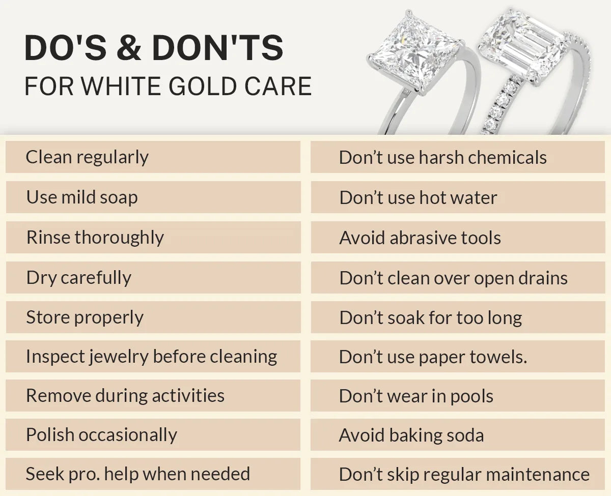 Maintenance Requirements for White Gold and Silver Jewelry