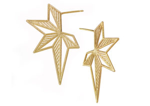 Claire Macfarlane yellow gold vermeil Hatched Star earrings