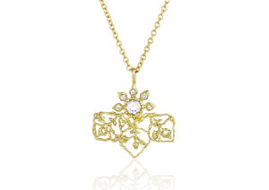 Floral Fragments Fairtrade gold and diamond necklace by Natalie Perry