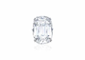 Harry Winston ring set with a 50.47ct cushion-cut D-colour diamond, sold at Christie’s Geneva in May 2018