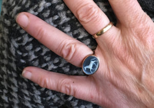 Rebel Rebel Flowers co-owner Mairead Curtin's Laura Lee horse cameo ring
