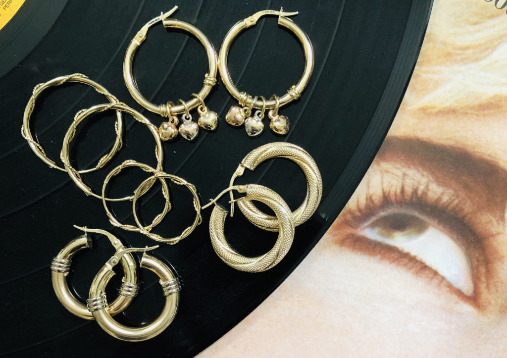 A selection of vintage gold hoops at Baroque Rocks