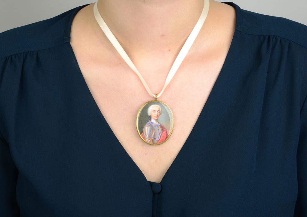 Charles Knyvett miniature portrait pendant up for sale at Fellows
