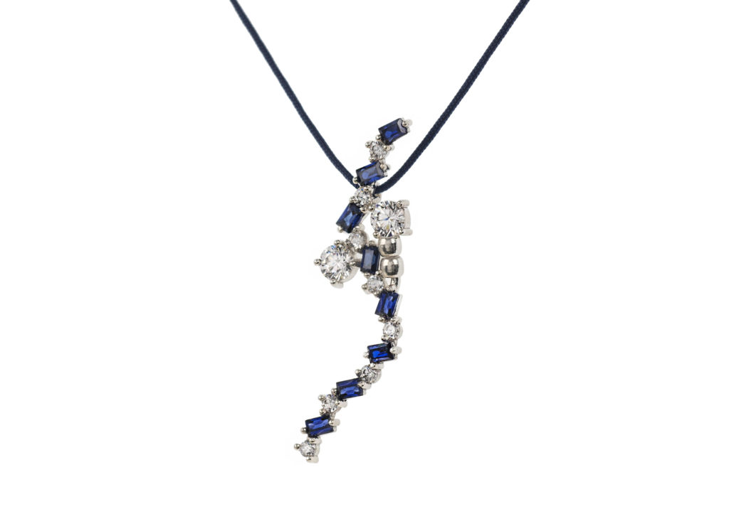 MyriamSos lab-grown sapphire and gold Jagged pendant