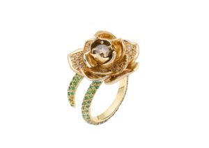Ana de Costa 18ct yellow and rose gold Spiritual Henna ring set with cognac diamonds and tsavorites