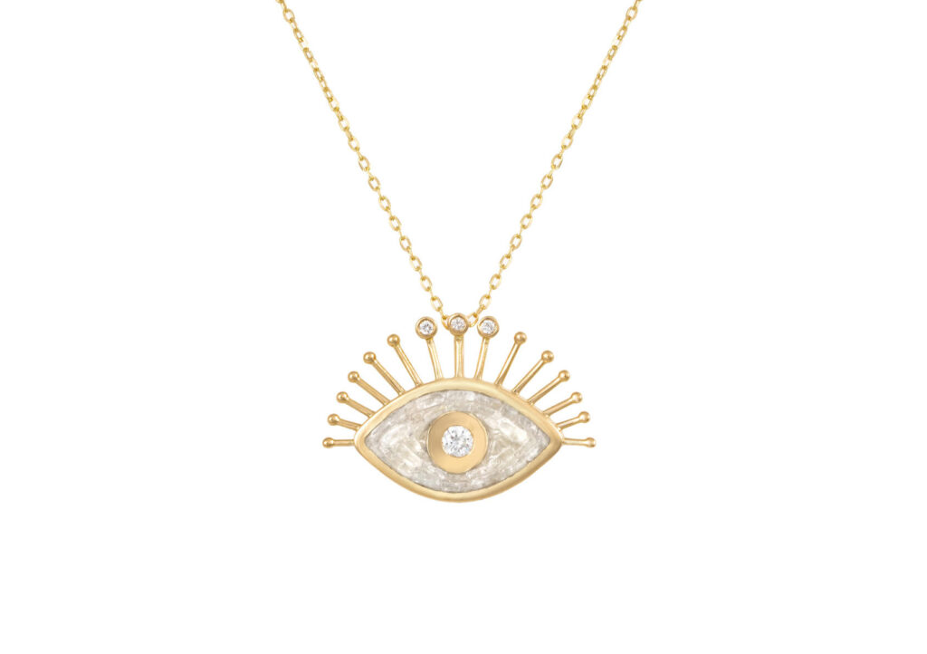 L'Atelier Nawbar 18ct gold, diamond and shattered glass Beirut Eye pendant