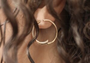 Le Ster 18ct yellow gold and diamond hoops