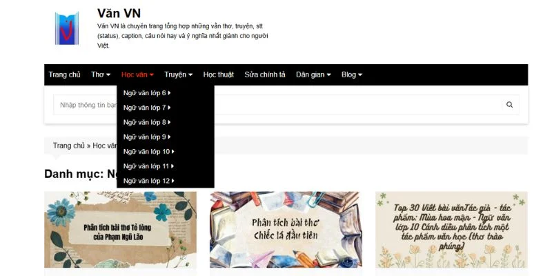 The website provides a full range of learning materials for students from grades 6-12